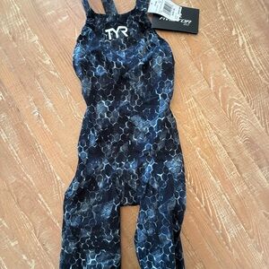 TYR Blue and Black Women Swim One Piece
